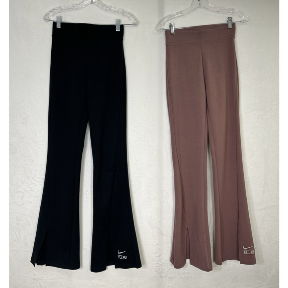 2pr Nike One Dri-FIT High-Waisted Full Length Women's Small Split Hem Leggings - Picture 1 of 12